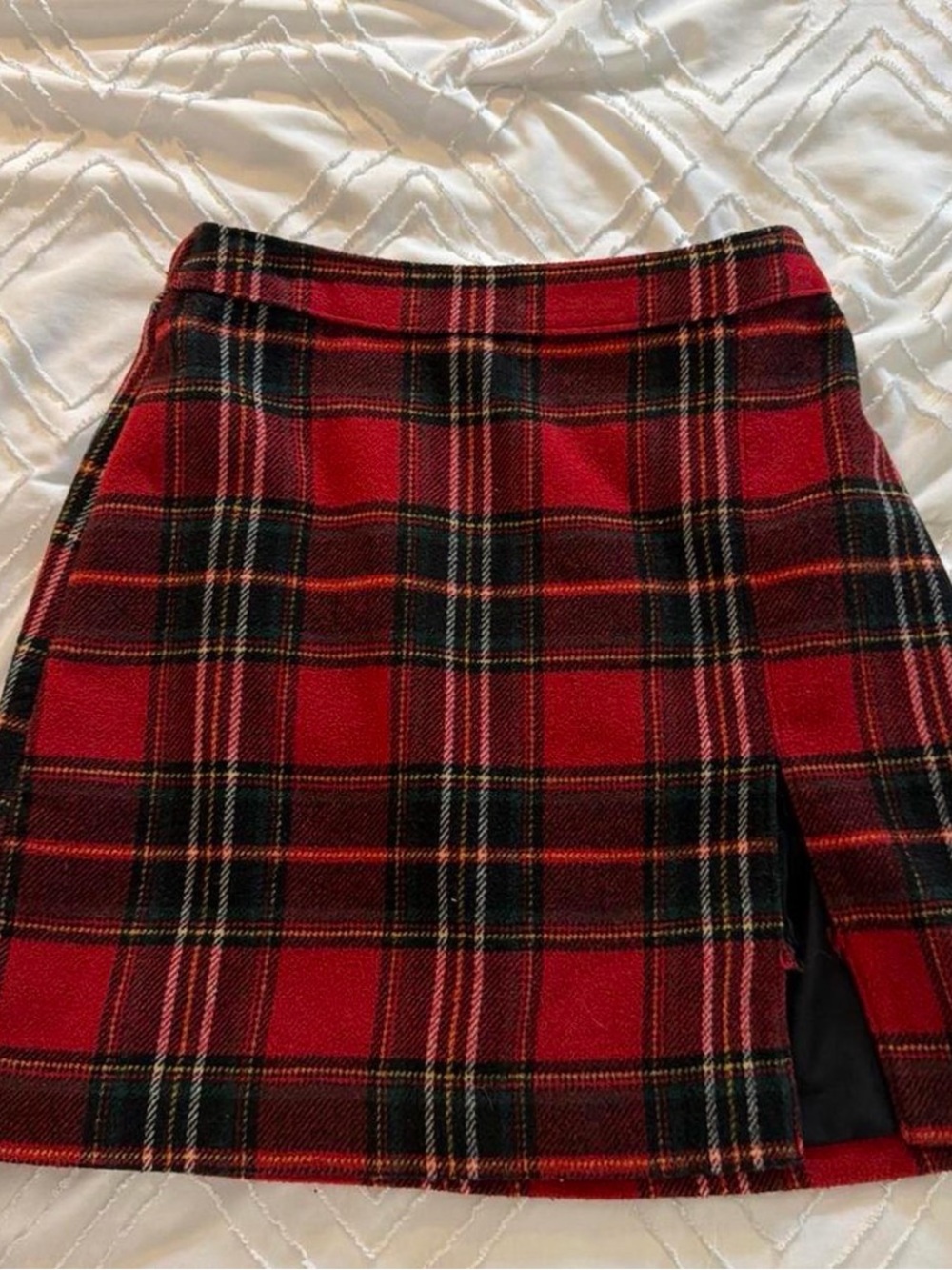Hollister Red and Black Plaid Mini Skirt